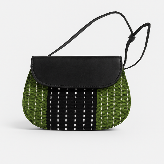 Sac en cuir et pagne tissé africain – sac artisanal femme – sac bandoulière ethnique – sac fait main en cuir véritable – idée cadeau bohème