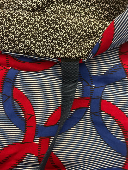 Sac wax doublé bleu marine et blanc à cercles rouges et bleus - Tote bag max